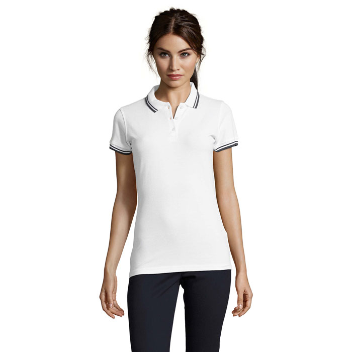 Polo personnalisable femme 200g - Pasadena Blanc et Marine